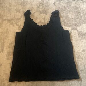 Tahari black ribbed knit tank top